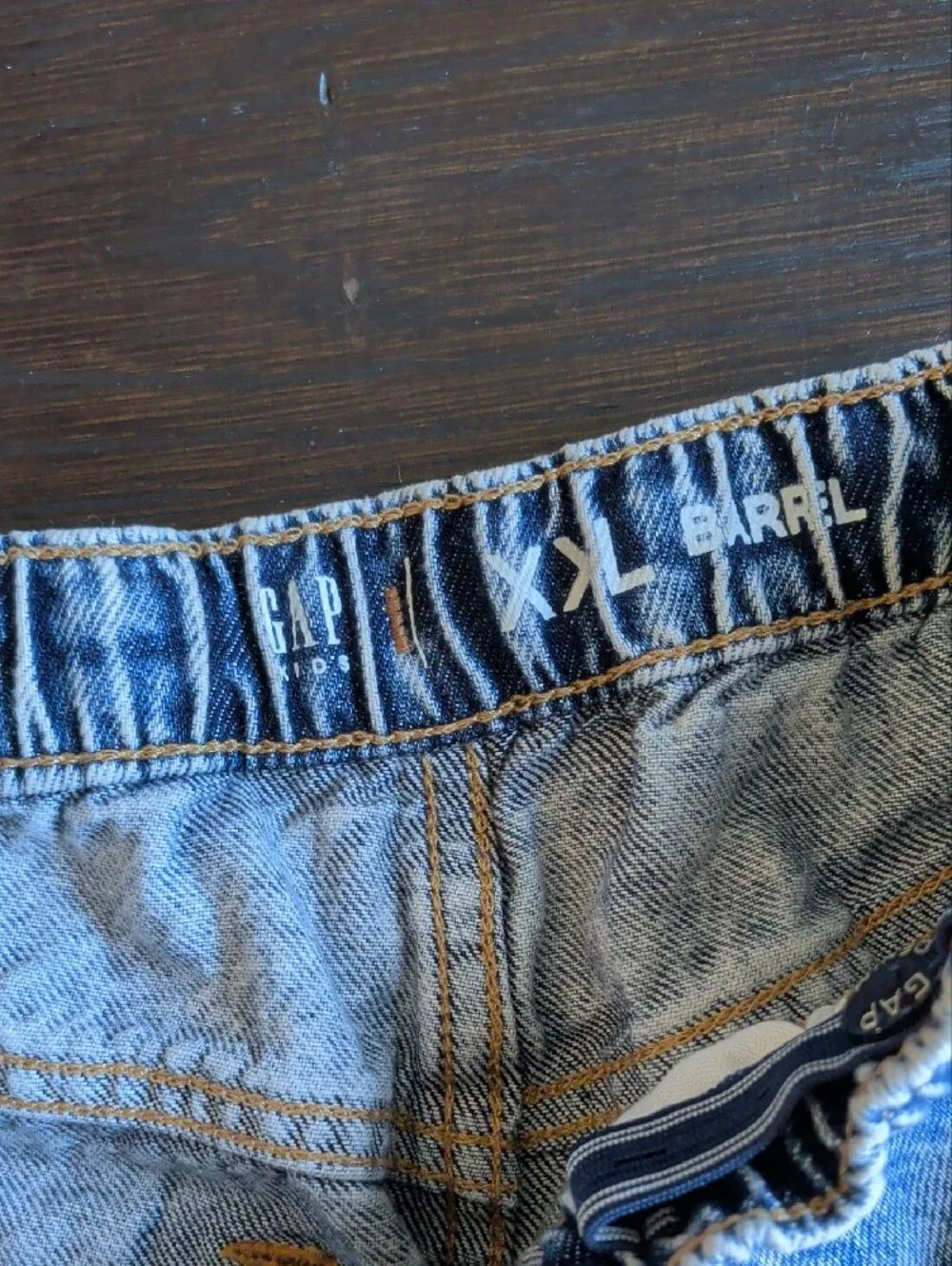GAP Light Blue Denim Joggers with Dark Blue Heart Patches